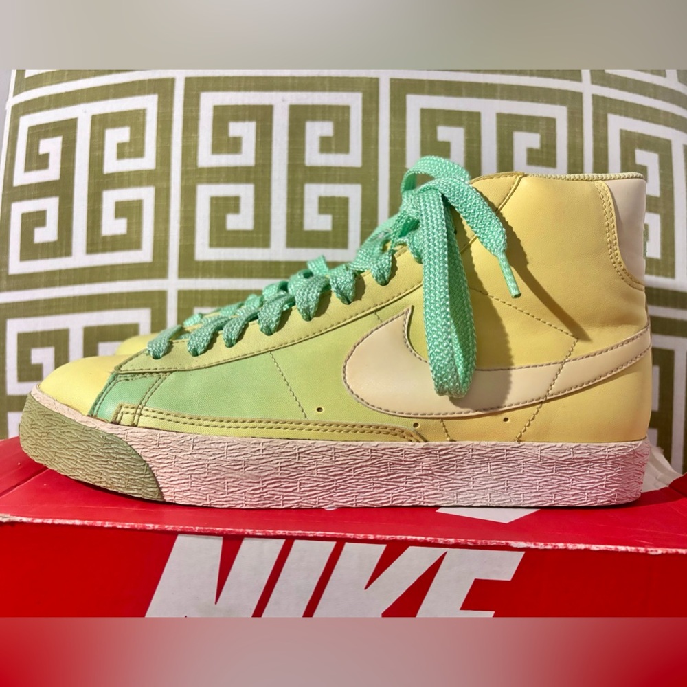 NEW! Nike Blazer High Lemon Frost White-Varsity Maize-Trmln Basketball Sneakers - Picture 11 of 16